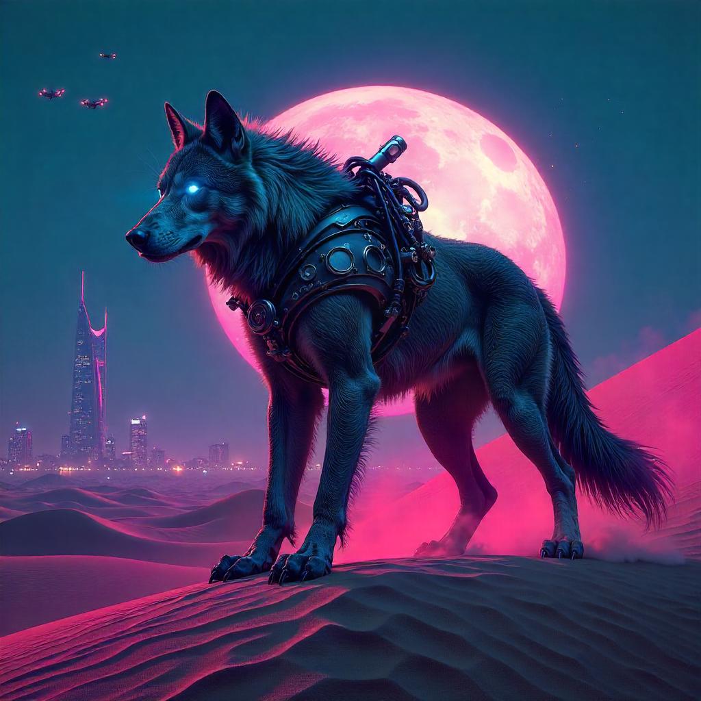 Desert Neon Howl: A Cyberpunk Werewolf