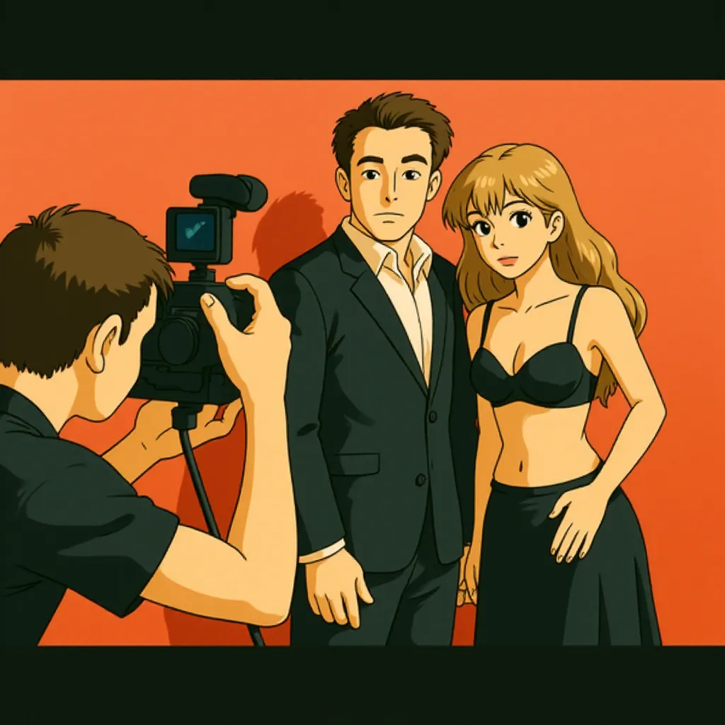 Nicolas Cage and Maika Monroe at an event for Longlegs (2024) - Ghibli style