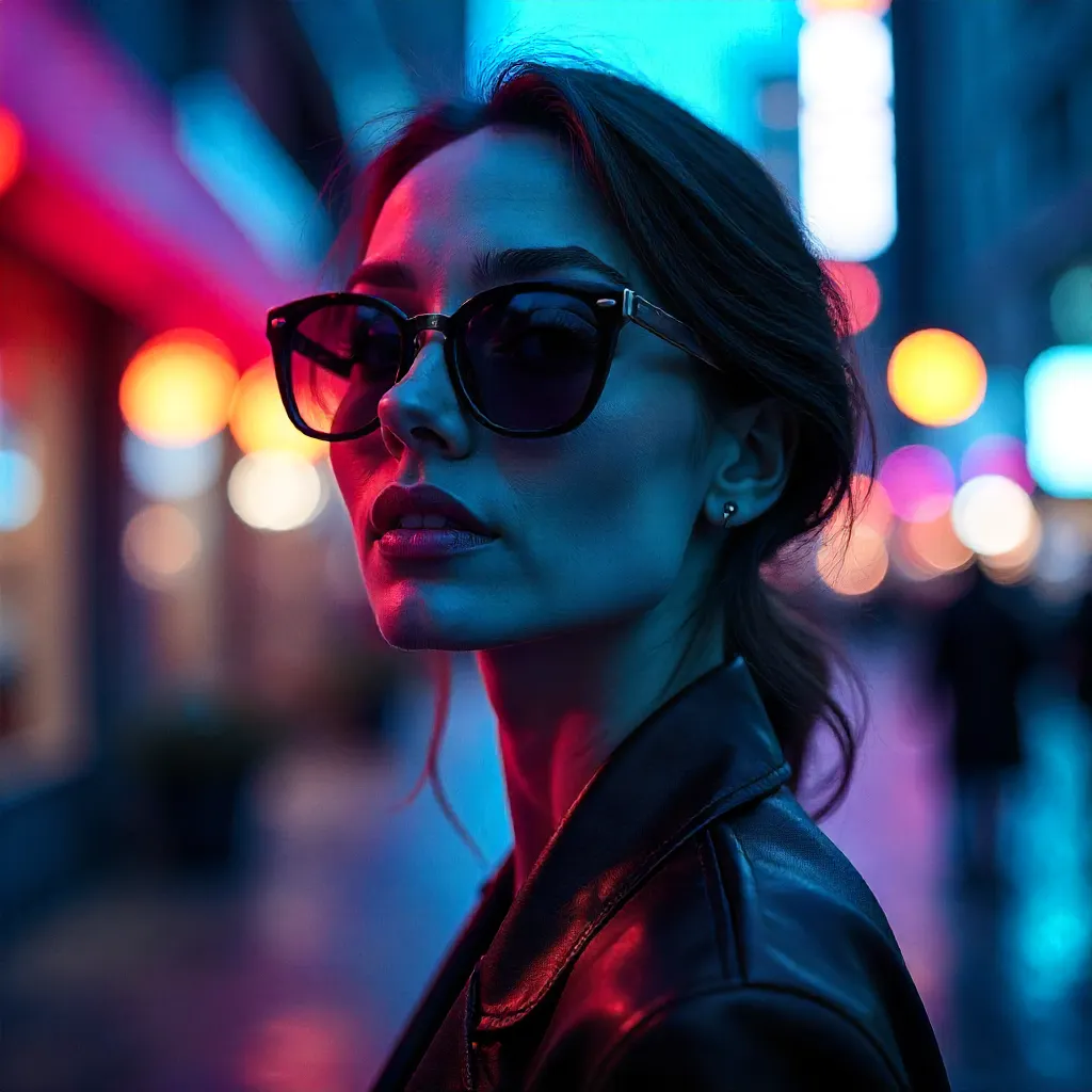 Mysterious Blur: Woman in Sunglasses
