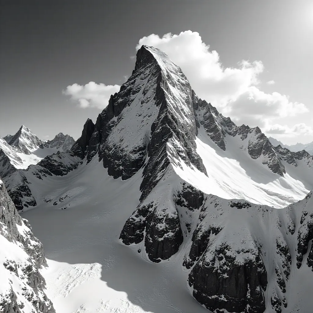 Monochrome Summit: High-Contrast Snow Peak