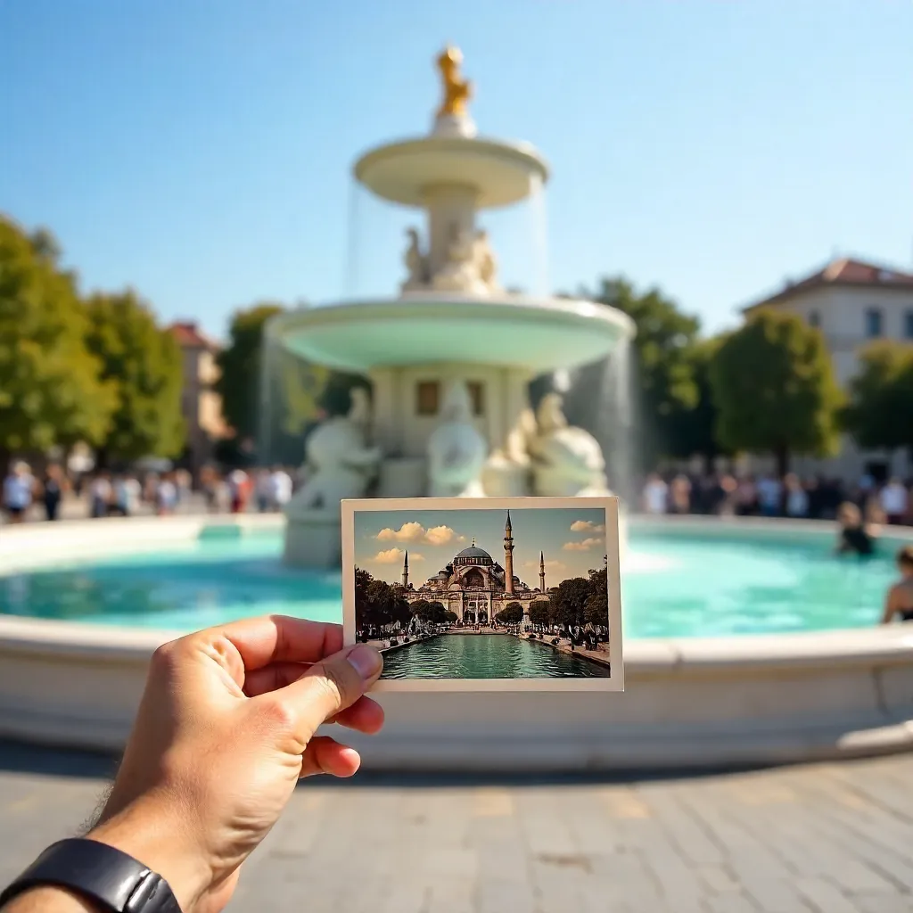 Sunny Day Postcard by the German Fountain in Istanbul