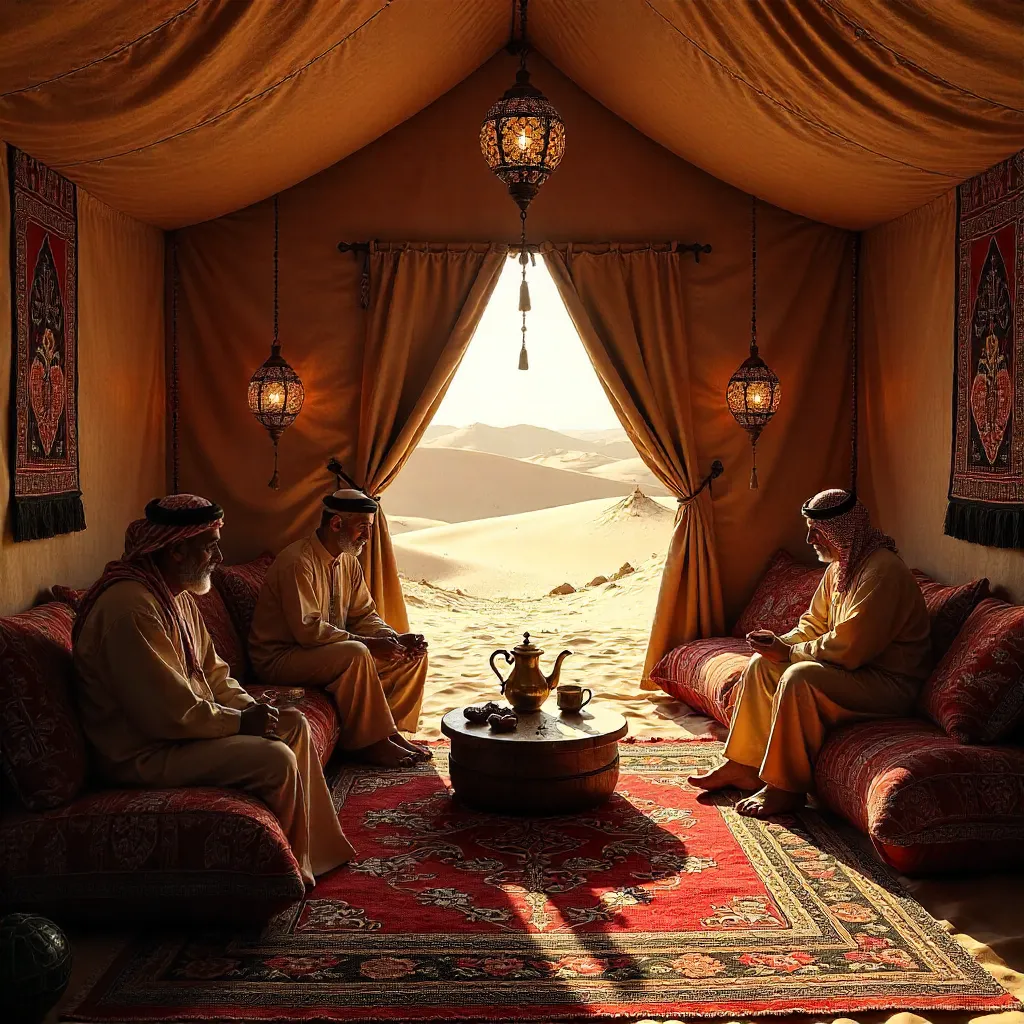 Vibrant Bedouin Tent Interior in Bidiyah, Oman