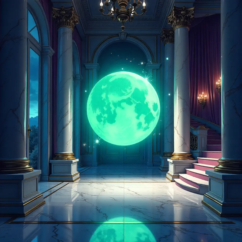Spirit Orb in a Moonlit Mansion - Anime Glow