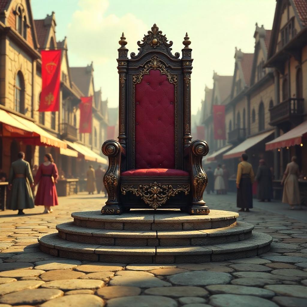 Throne in the Town Square - 3D Render Scene