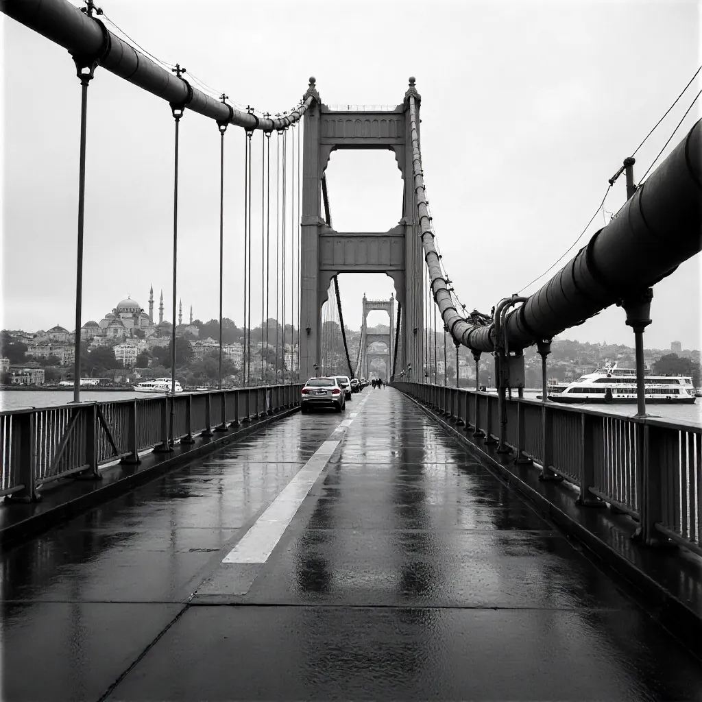 Monochrome Istanbul Bridge: An Urban Architecture Study