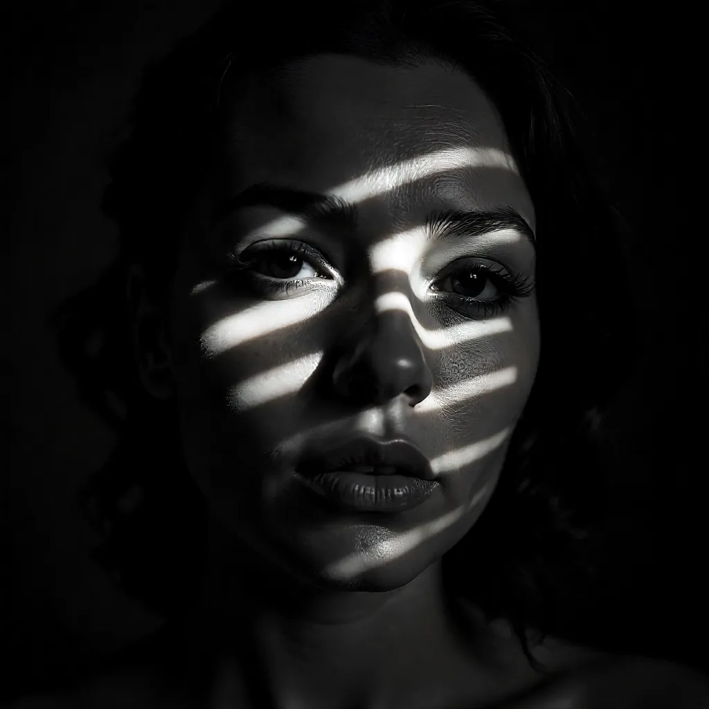 Shadows and Light: Portrait in Patterned Glow