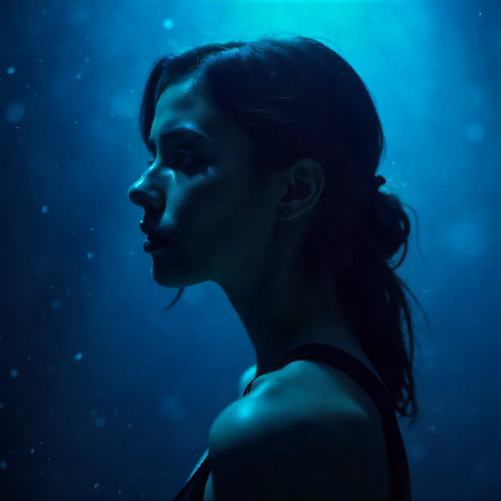 Blurred Blue Mood Portrait