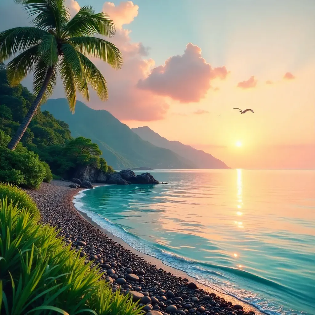 Tranquil Coastal Sunset Landscape