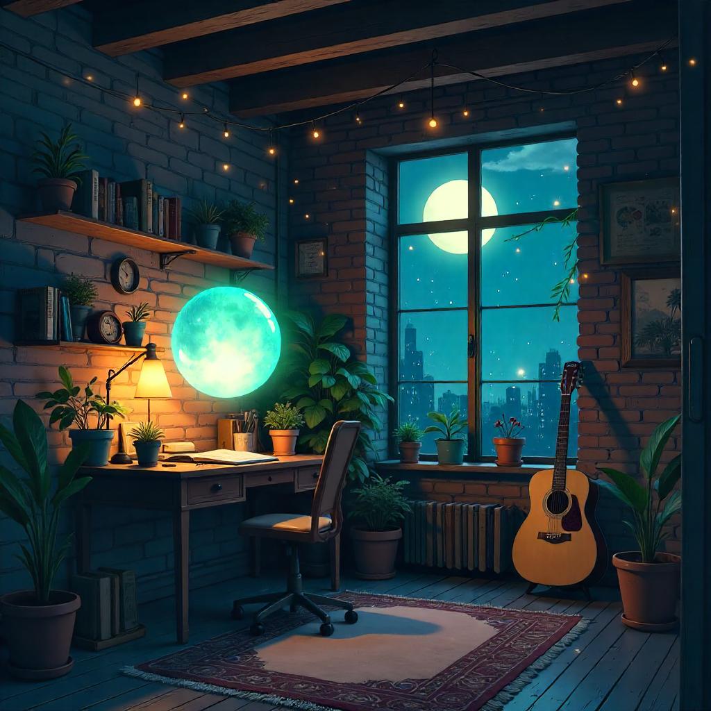 Spirit Orb in a Cozy Anime Loft