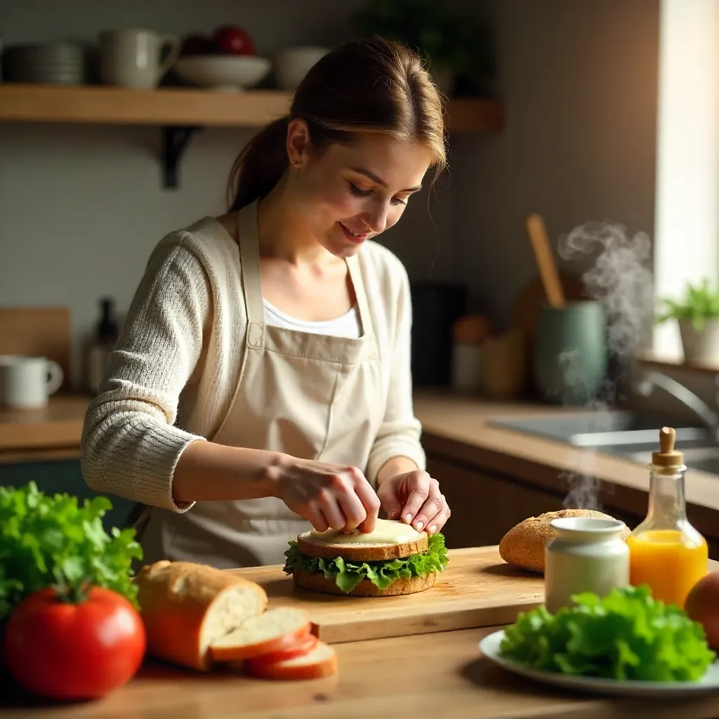 Cozy Kitchen Sandwich with Fresh Lettuce
