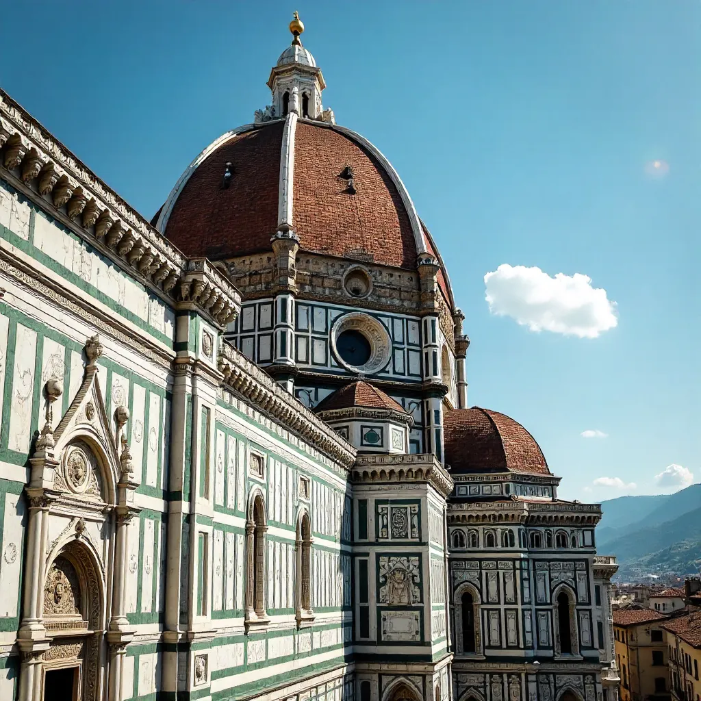 Detailed Florence Cathedral and Brunelleschi's Dome