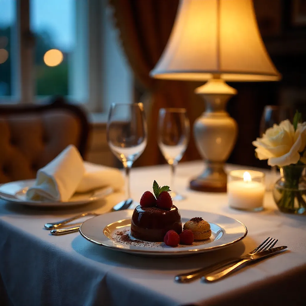 Elegant Dessert Under Soft Lamplight: Tranquil Evening