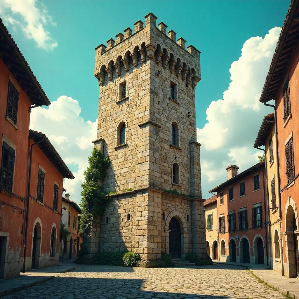 Vintage Stone Tower under Cyan Sky