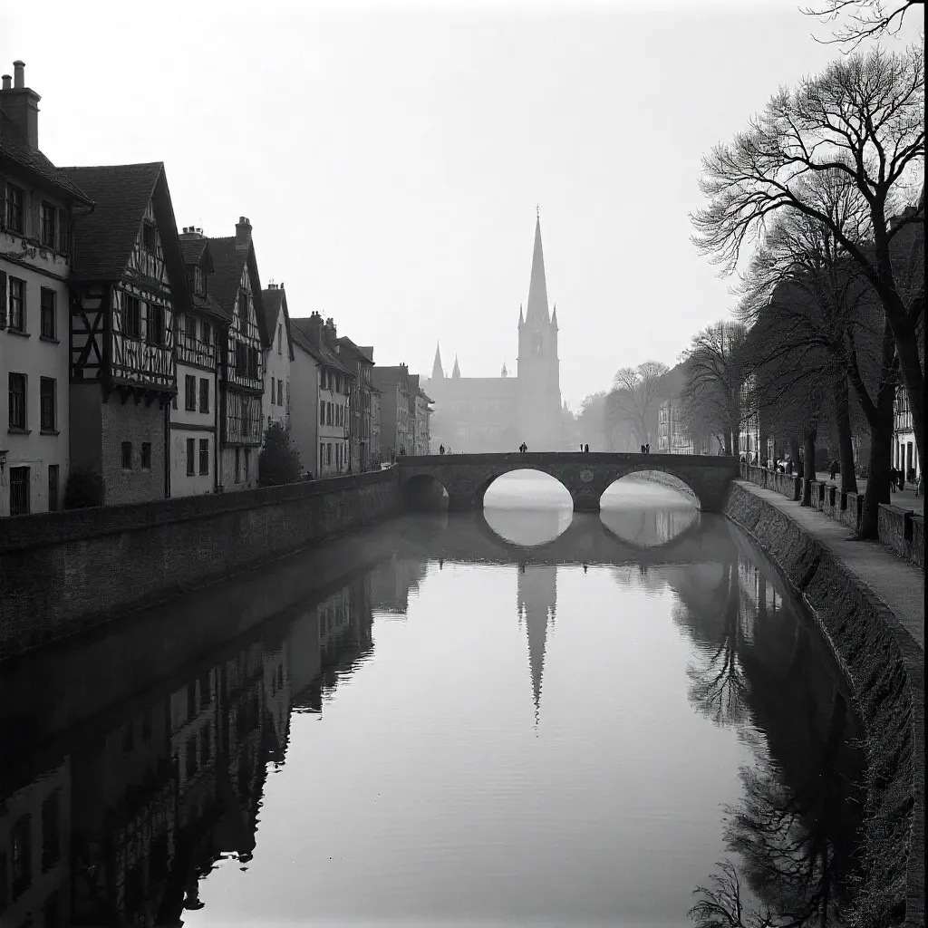 Monochrome Riverscape of Strasbourg