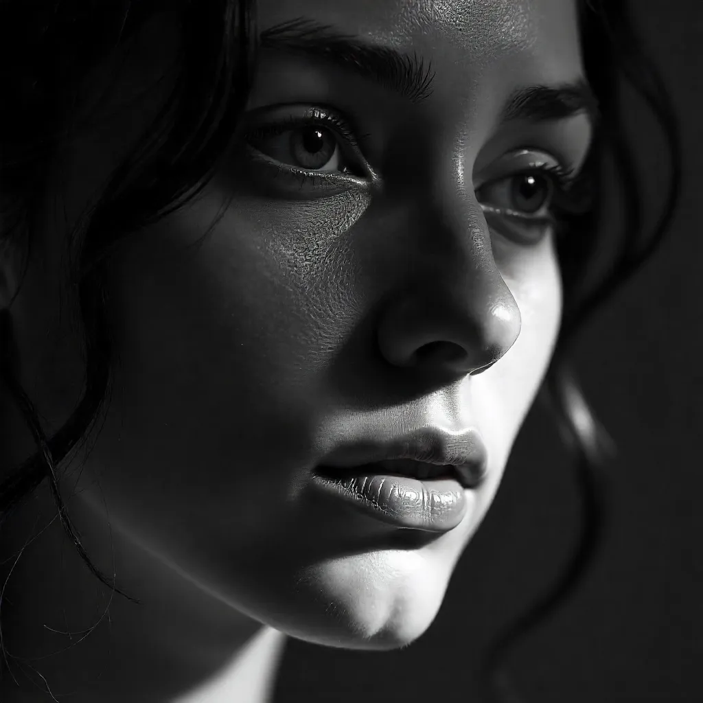 Timeless Monochrome Close-Up Portrait of a Young Adult