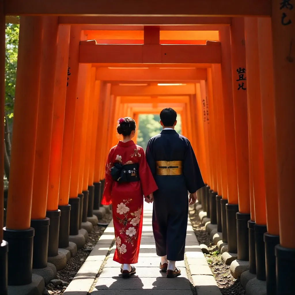 Kimono Walk Through Fushimi Inari Torii Gates