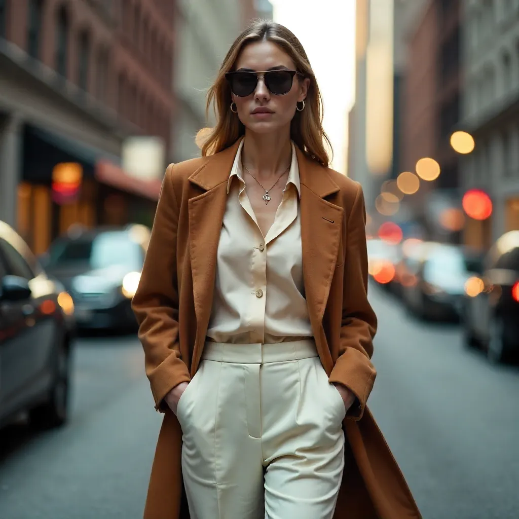 Soft Modern Chic: Urban Fashion in City Light
