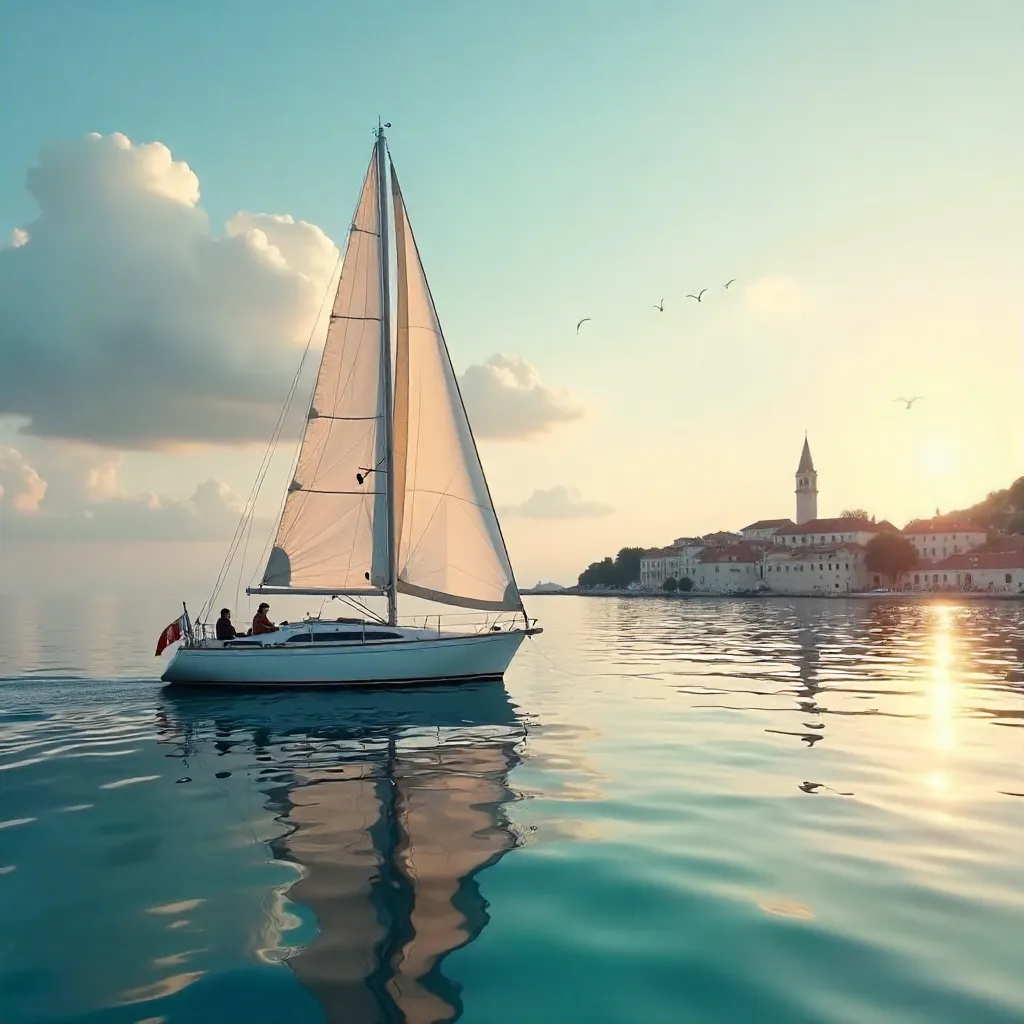 Solitary Sailboat near Piran on the Adriatic