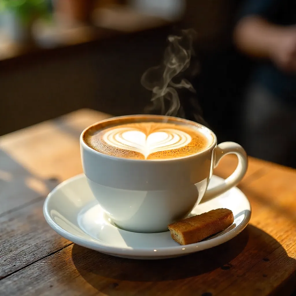 Elegant Cappuccino on Rustic Wooden Table