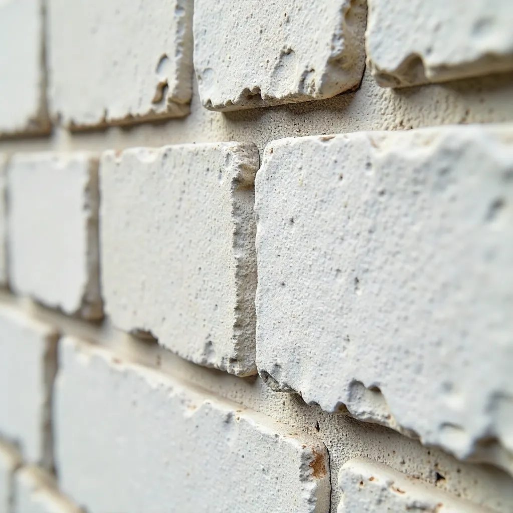 Close-Up of Weathered White Brick Wall Texture