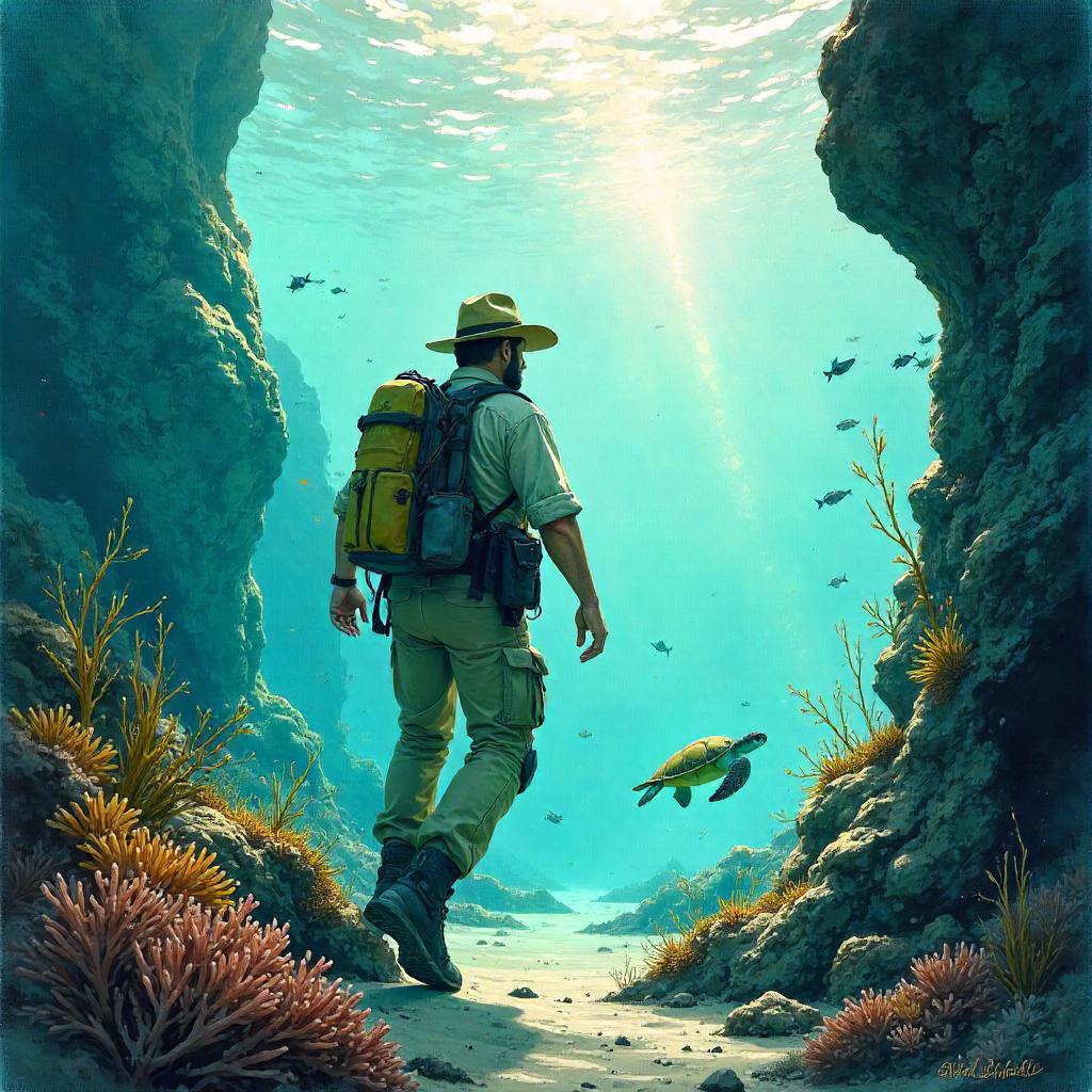 Underwater Ranger in Watercolor Dreamscape