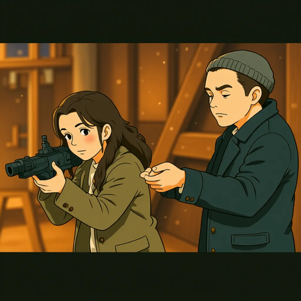 Len Wiseman and Ana de Armas in Ballerina (2025) - Ghibli style