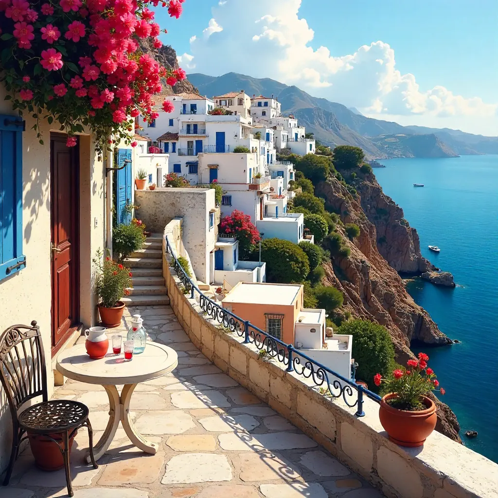 Secluded Terrace Overlooking the Mediterranean Sea