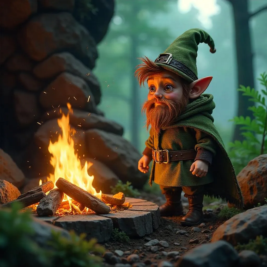 Photoreal Leprechaun in Stone Age Camp