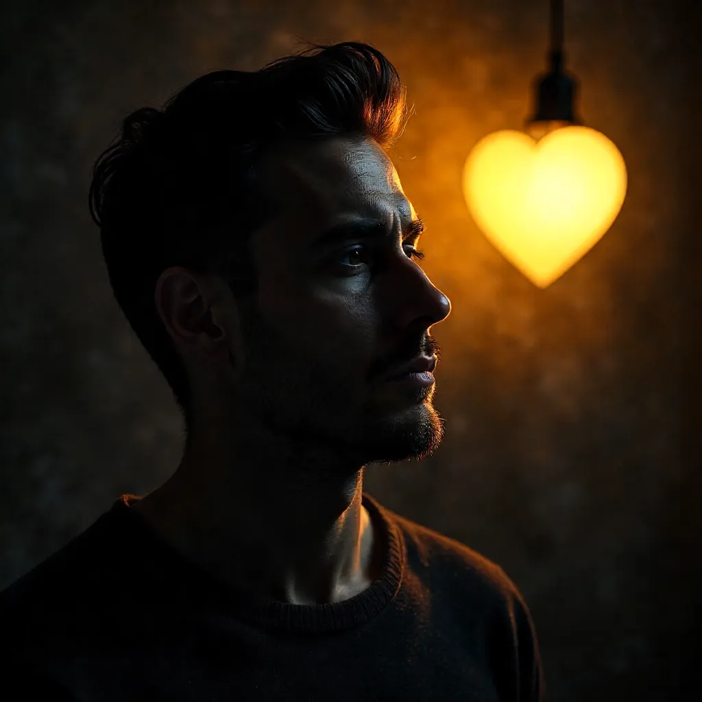 Contemplation Under a Heart-Shaped Light Portrait