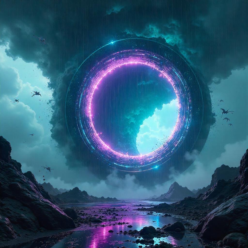 Portal in a Swirling Tornado: 3D Render