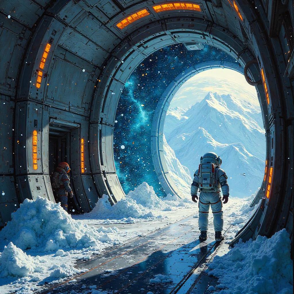 Avalanche in Zero-G: An Oil Painting on a Space Station