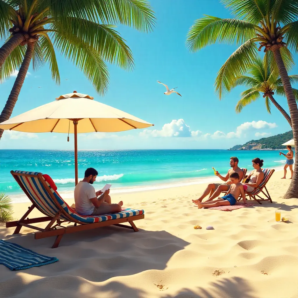 Sunny Sea Relaxation Under Clear Blue Skies