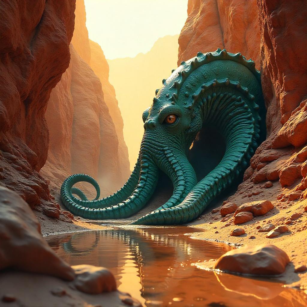 Desert Kraken Rising in a Canyon