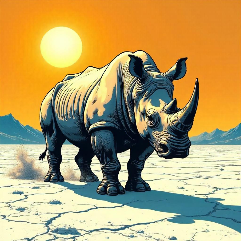 Rhino on a Salt Flat: Comic Book Clash