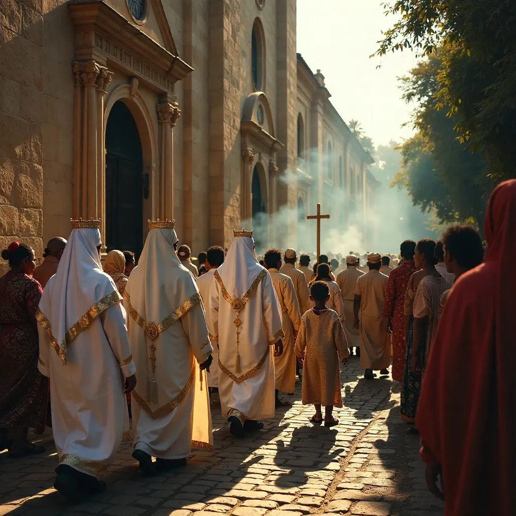Addis Ababa Orthodox Procession in Traditional Attire