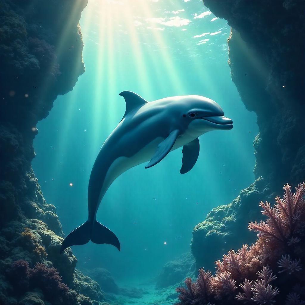 Azure Depths: Underwater Dolphin Concept Art