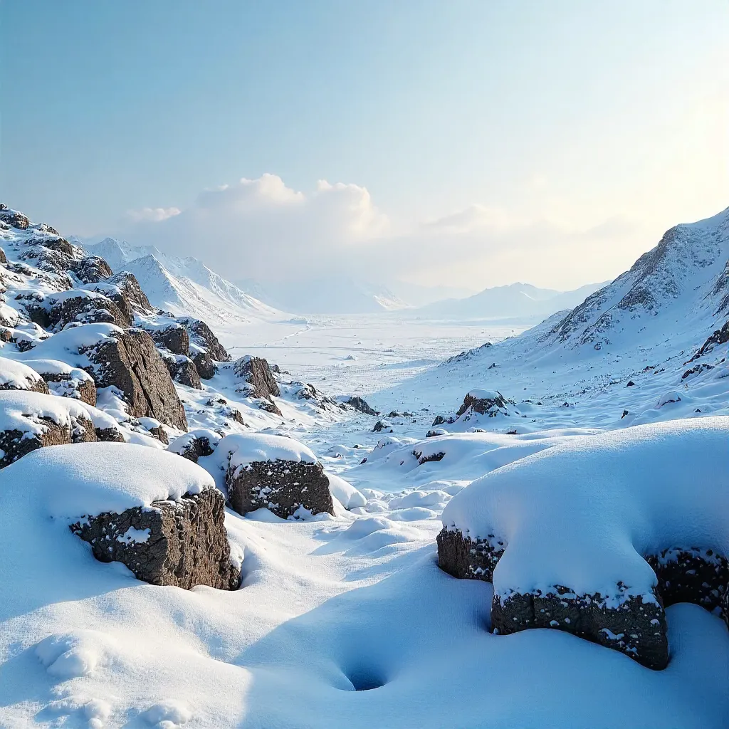 Serene Snow on Emirdağ Rocks, Türkiye