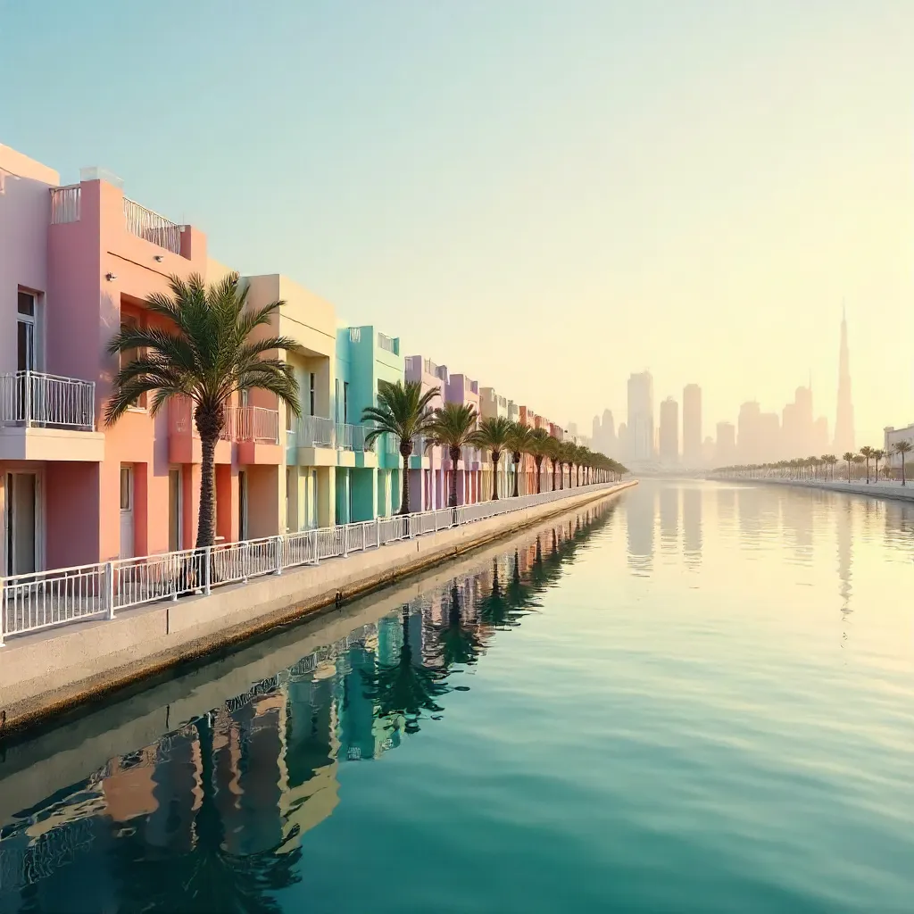 Pastel Doha Waterfront with Skyline Backdrop