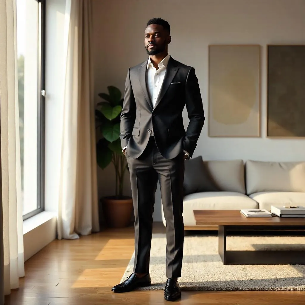 Elegant Black Man in a Modern Apartment
