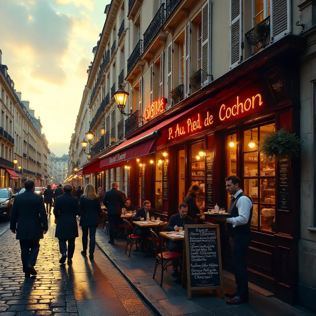 Bustling Paris Street by Au Pied de Cochon