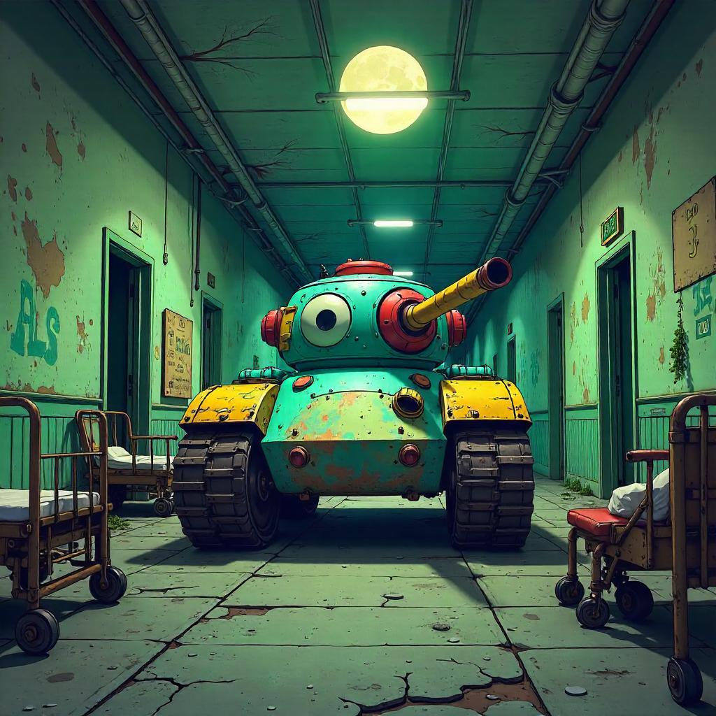 Whimsical Tank in a Haunted Asylum