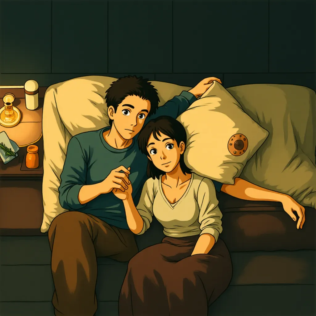 Martina Gedeck and Sebastian Koch in The Lives of Others (2006) - Anime style