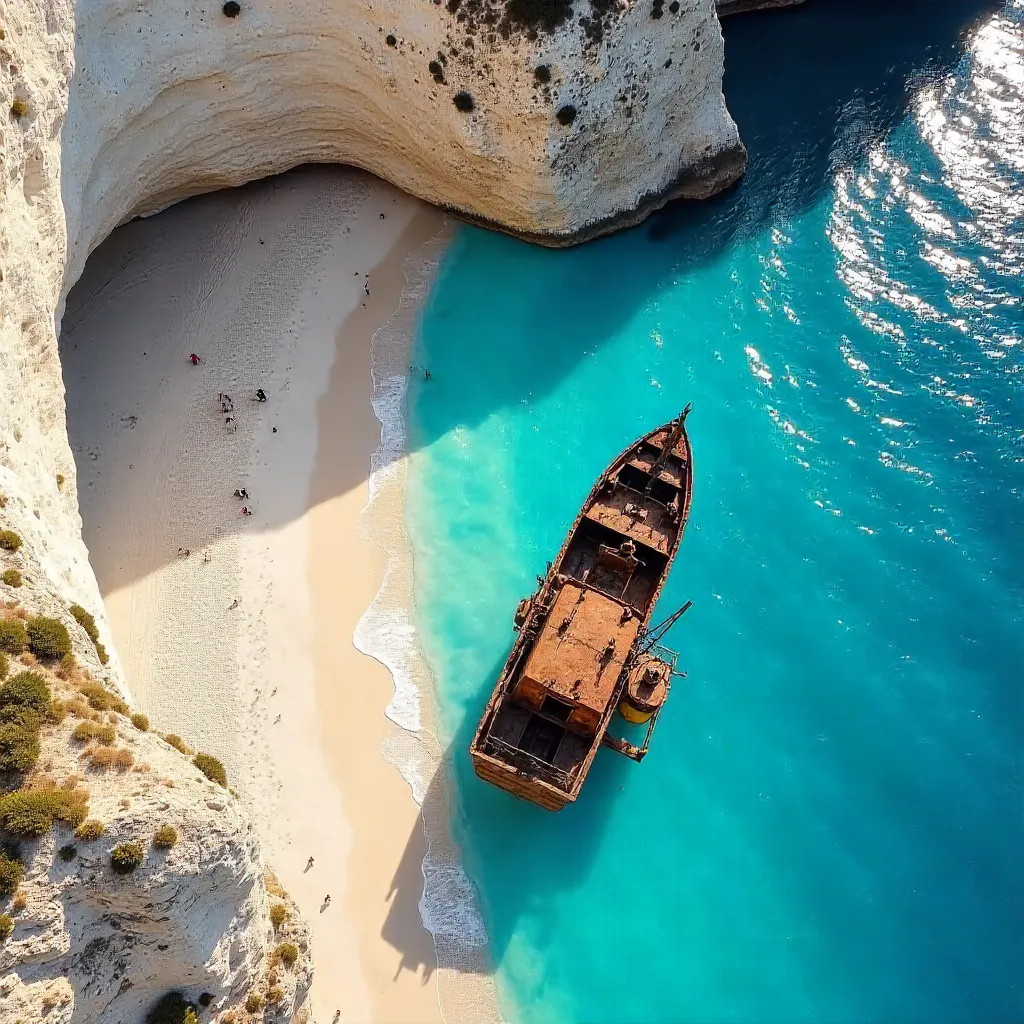 Aerial View: Navagio Shipwreck Beach
