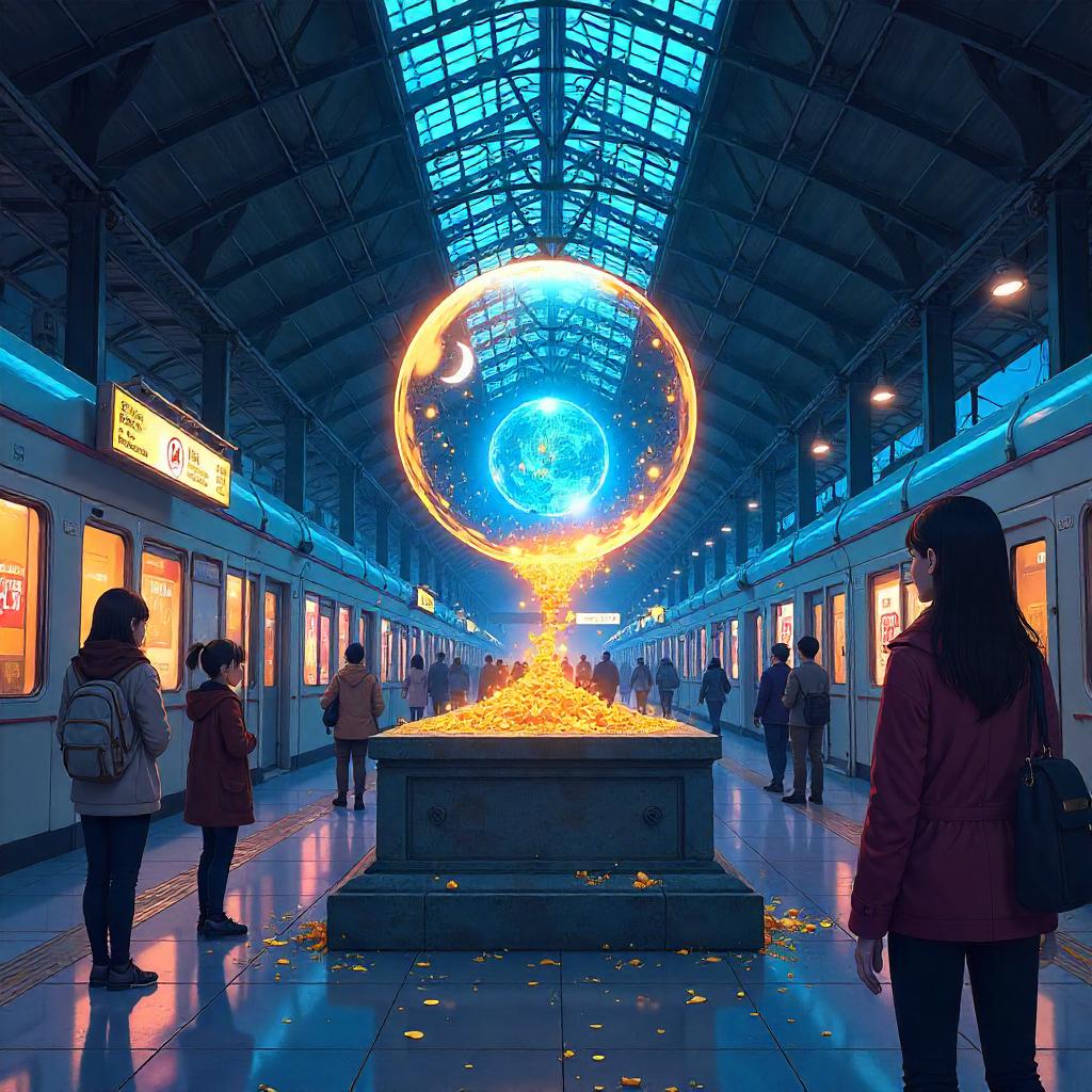 Artifact at the Neon Anime Train Station