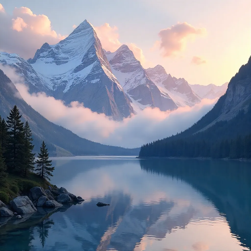 Whispering Peaks: Clouds Embrace the Serene Summit
