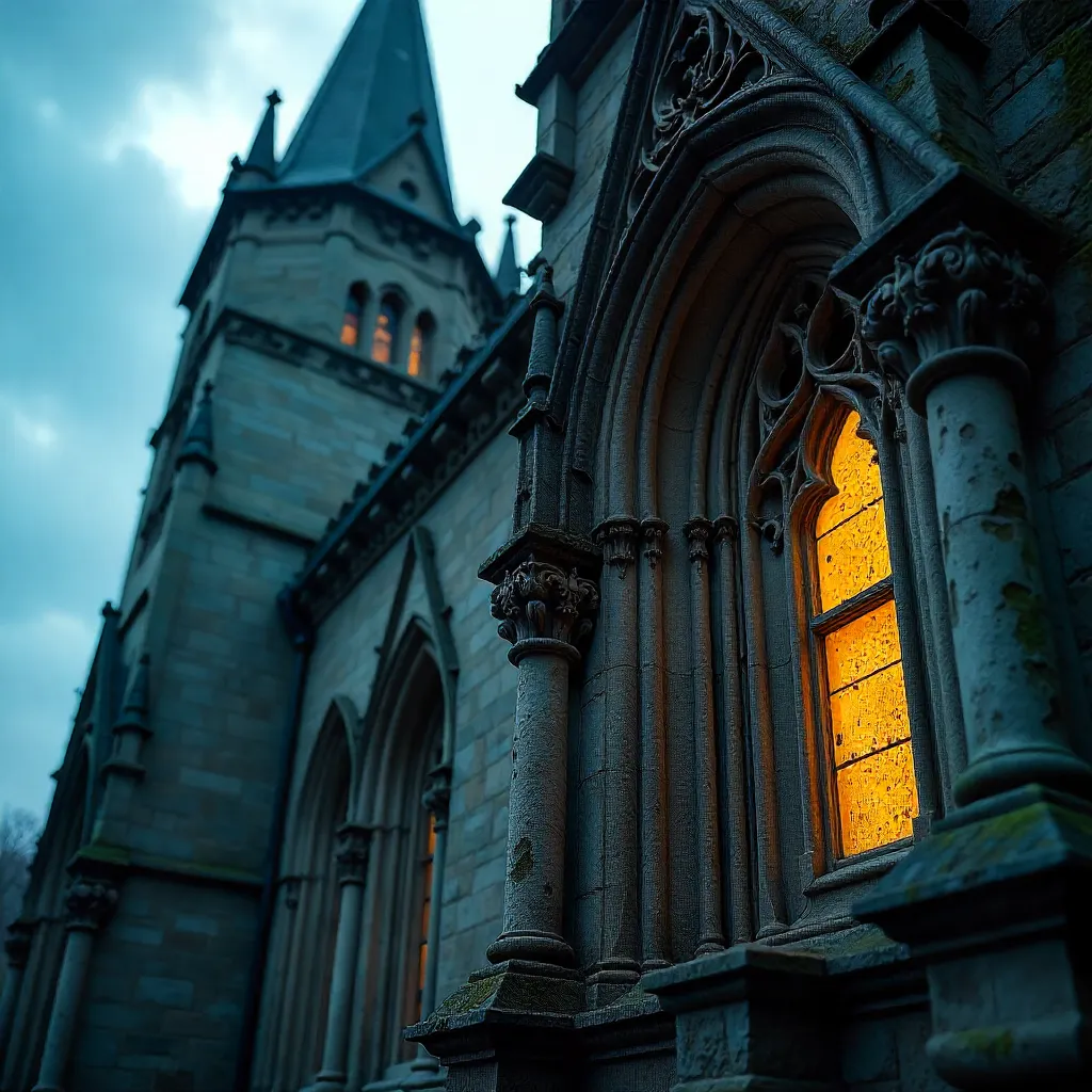 Close-Up Gothic Architecture: Ornate Stone Carvings