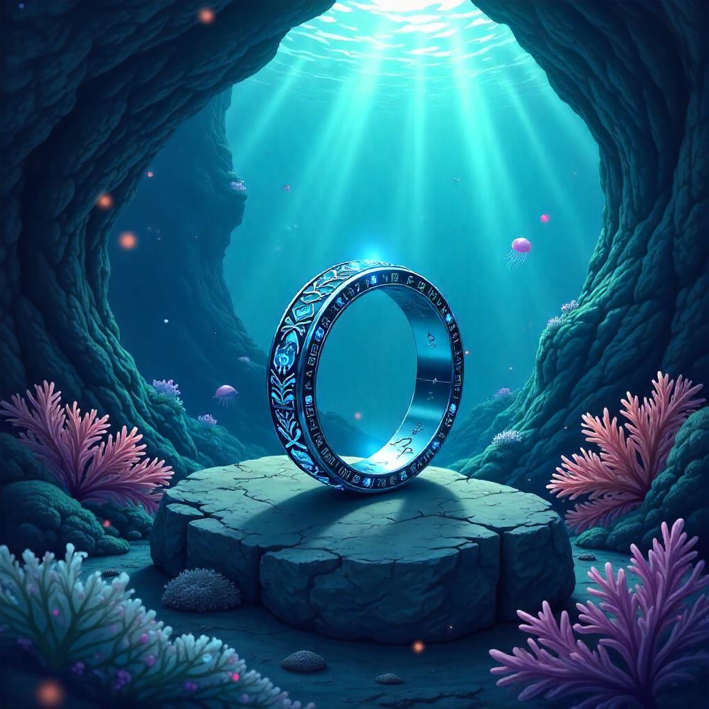 Underwater Cave Enchanted Ring in Anime Style