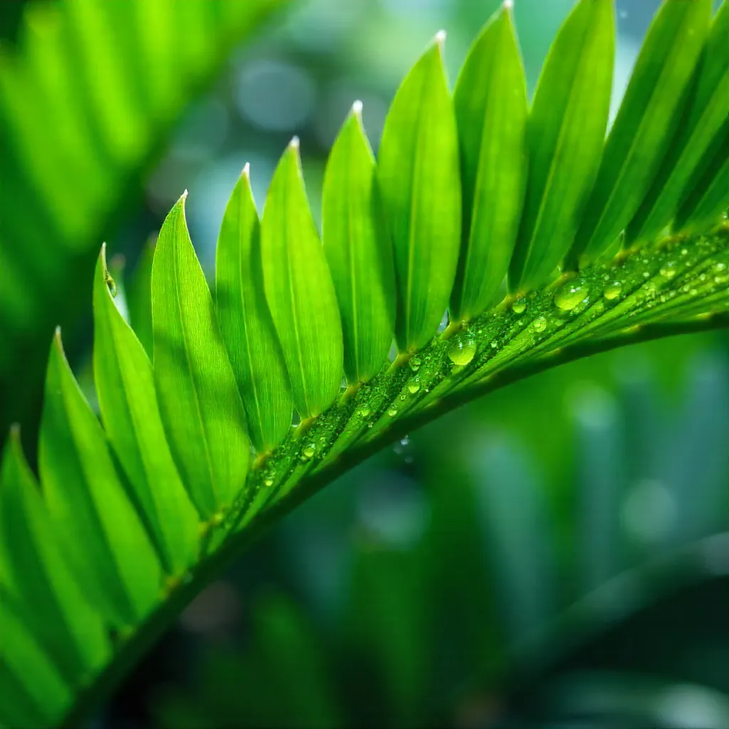 Bright Green Palm Leaf in Natural Light
