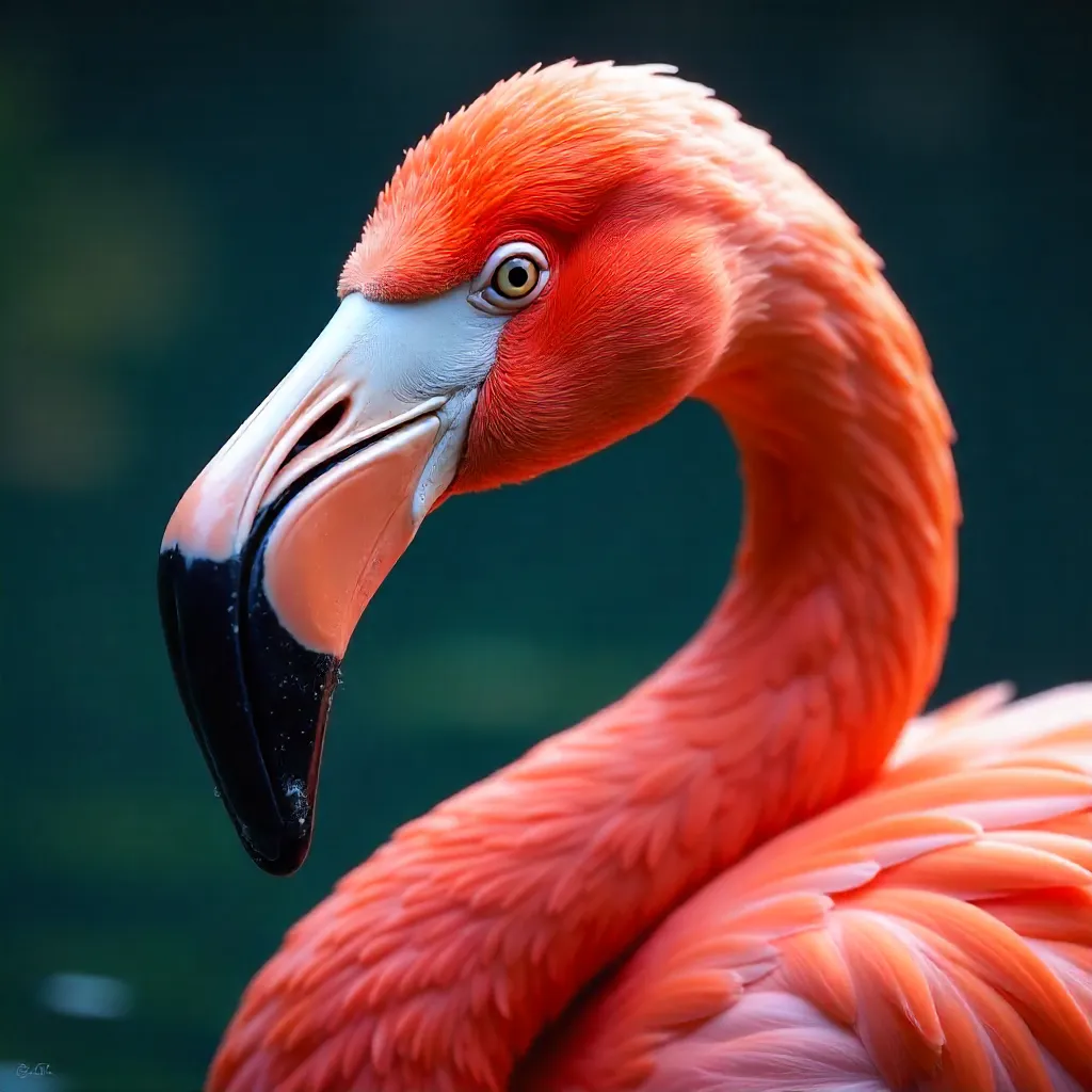 Close-Up Flamingo: Vibrant Plumage and Beak