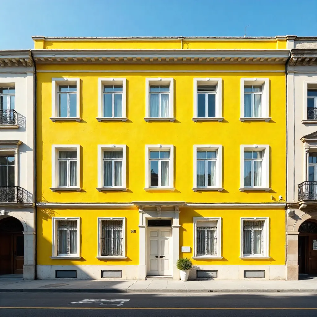 Sunlit Yellow Facade with Rows of Windows